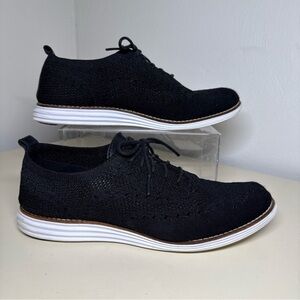 Cole Haan Originalgrand Stitchlite Oxford Womens 9B Black Knit  Lace Up Shoes